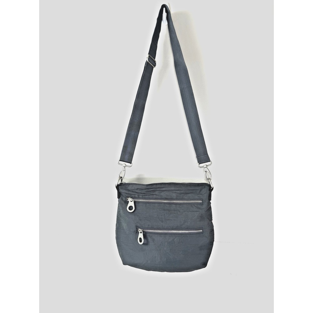 Baggallini Crossbody Bag Gray 3 Zip Pockets Travel Purse Minimalist Utility Chic